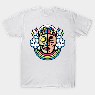 Skull meditate rainbow T-Shirt